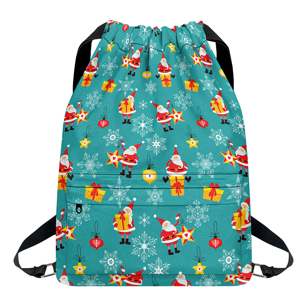 Christmas Santa Gift Pattern Print Drawstring Backpack