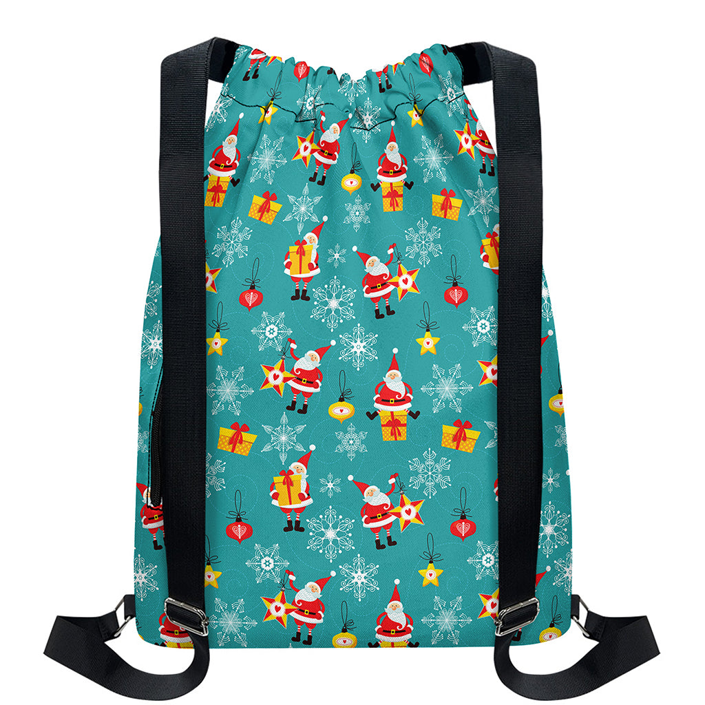 Christmas Santa Gift Pattern Print Drawstring Backpack