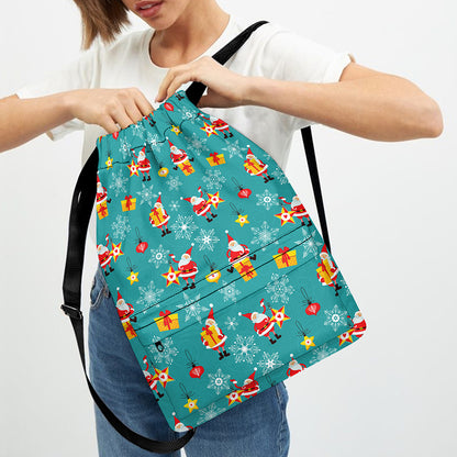 Christmas Santa Gift Pattern Print Drawstring Backpack