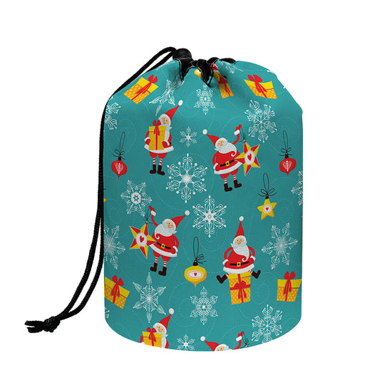 Christmas Santa Gift Pattern Print Drawstring Makeup Bag