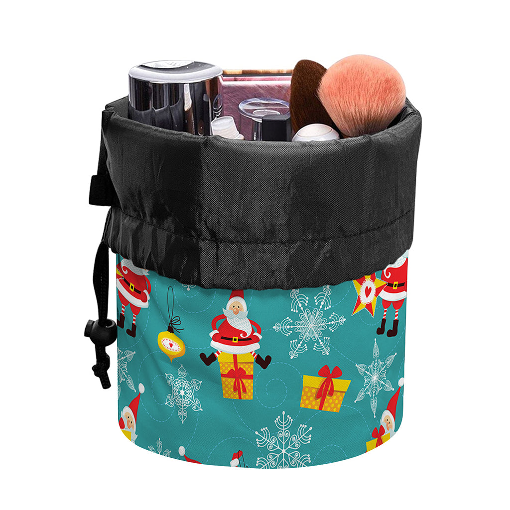 Christmas Santa Gift Pattern Print Drawstring Makeup Bag