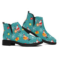 Christmas Santa Gift Pattern Print Flat Ankle Boots