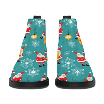Christmas Santa Gift Pattern Print Flat Ankle Boots
