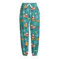 Christmas Santa Gift Pattern Print Fleece Lined Knit Pants