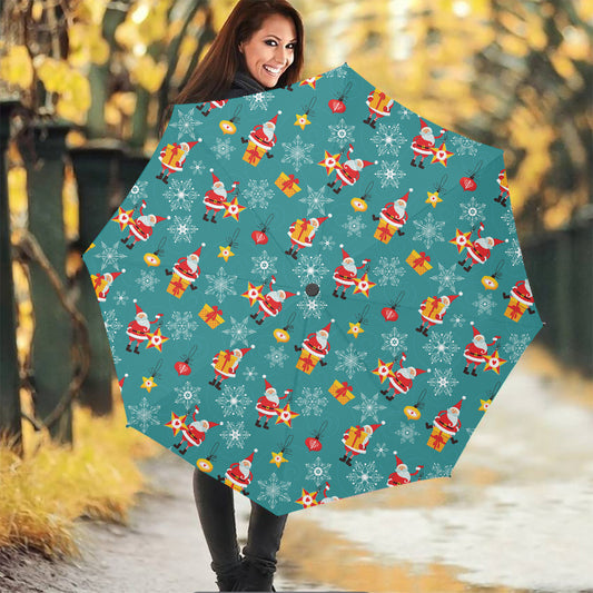 Christmas Santa Gift Pattern Print Foldable Umbrella