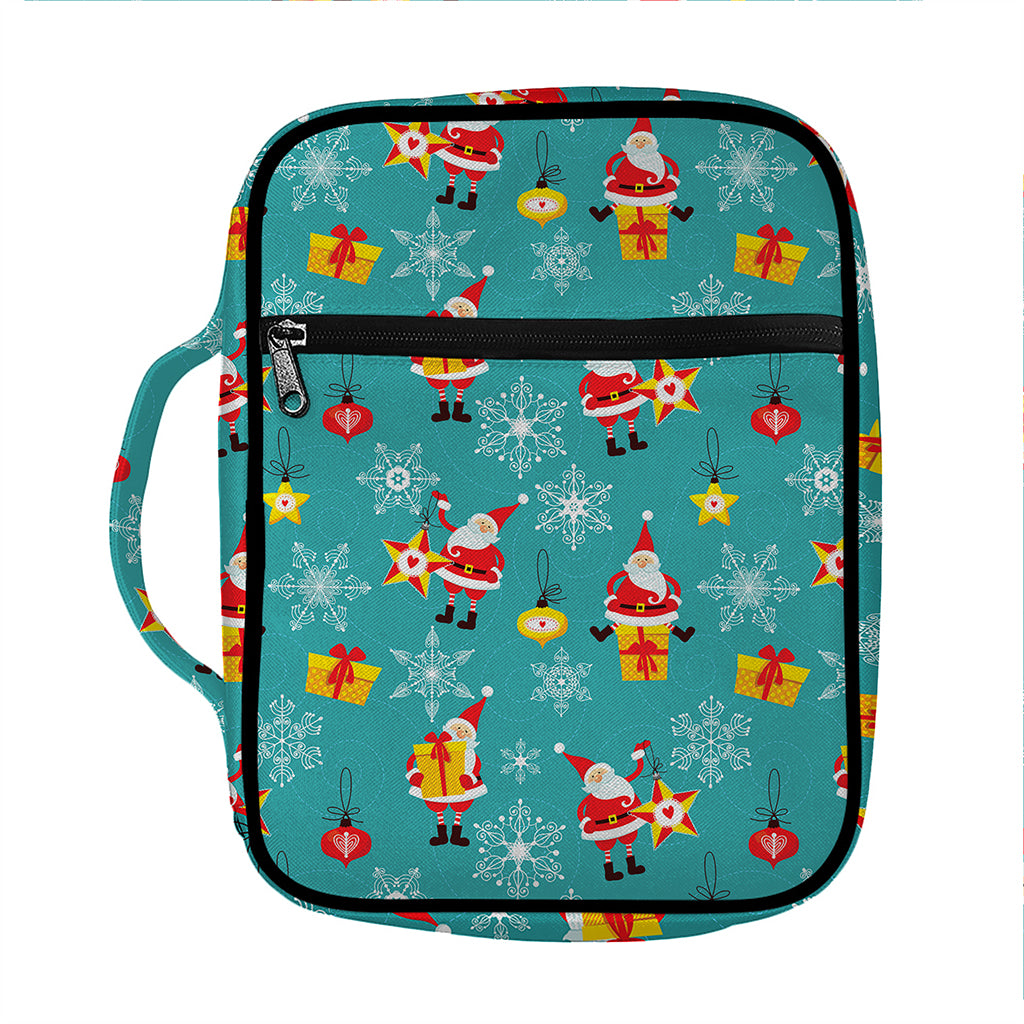 Christmas Santa Gift Pattern Print Front Pocket Bible Bag