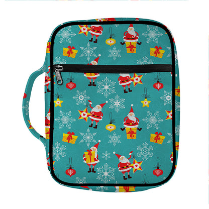 Christmas Santa Gift Pattern Print Front Pocket Bible Bag