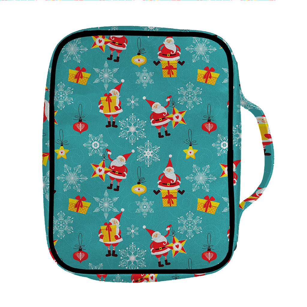 Christmas Santa Gift Pattern Print Front Pocket Bible Bag