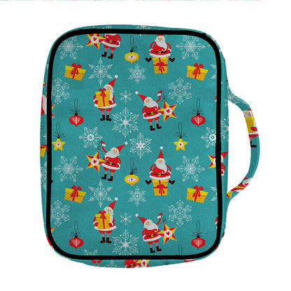 Christmas Santa Gift Pattern Print Front Pocket Bible Bag