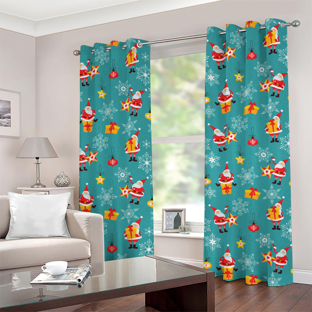 Christmas Santa Gift Pattern Print Grommet Curtains