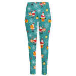 Christmas Santa Gift Pattern Print High-Waisted Pocket Leggings