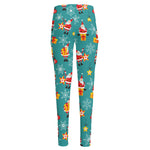 Christmas Santa Gift Pattern Print High-Waisted Pocket Leggings