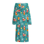 Christmas Santa Gift Pattern Print Hooded Bathrobe