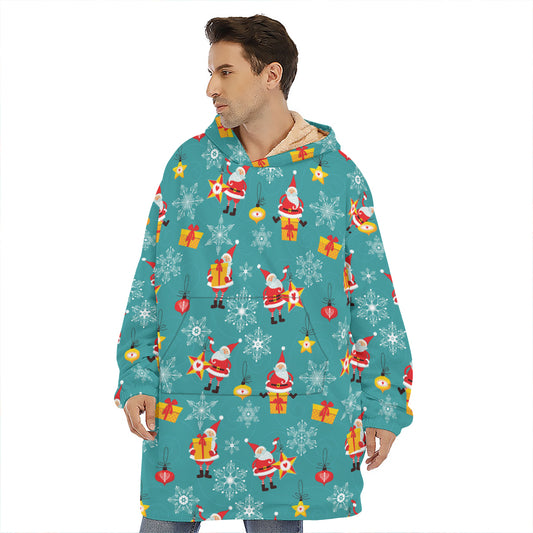 Christmas Santa Gift Pattern Print Hoodie Blanket