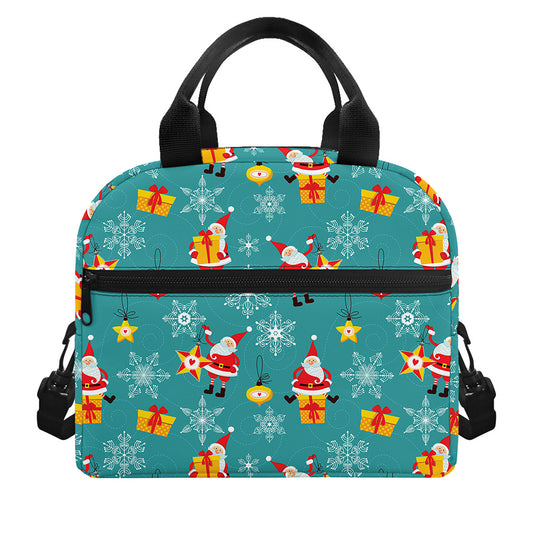 Christmas Santa Gift Pattern Print Insulated Lunch Bag