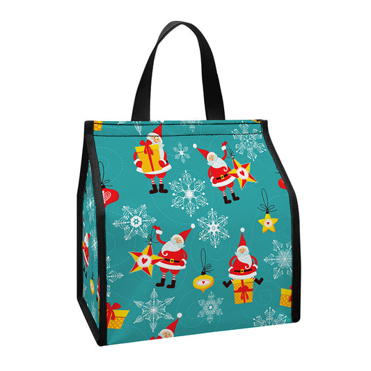 Christmas Santa Gift Pattern Print Insulated Lunch Tote