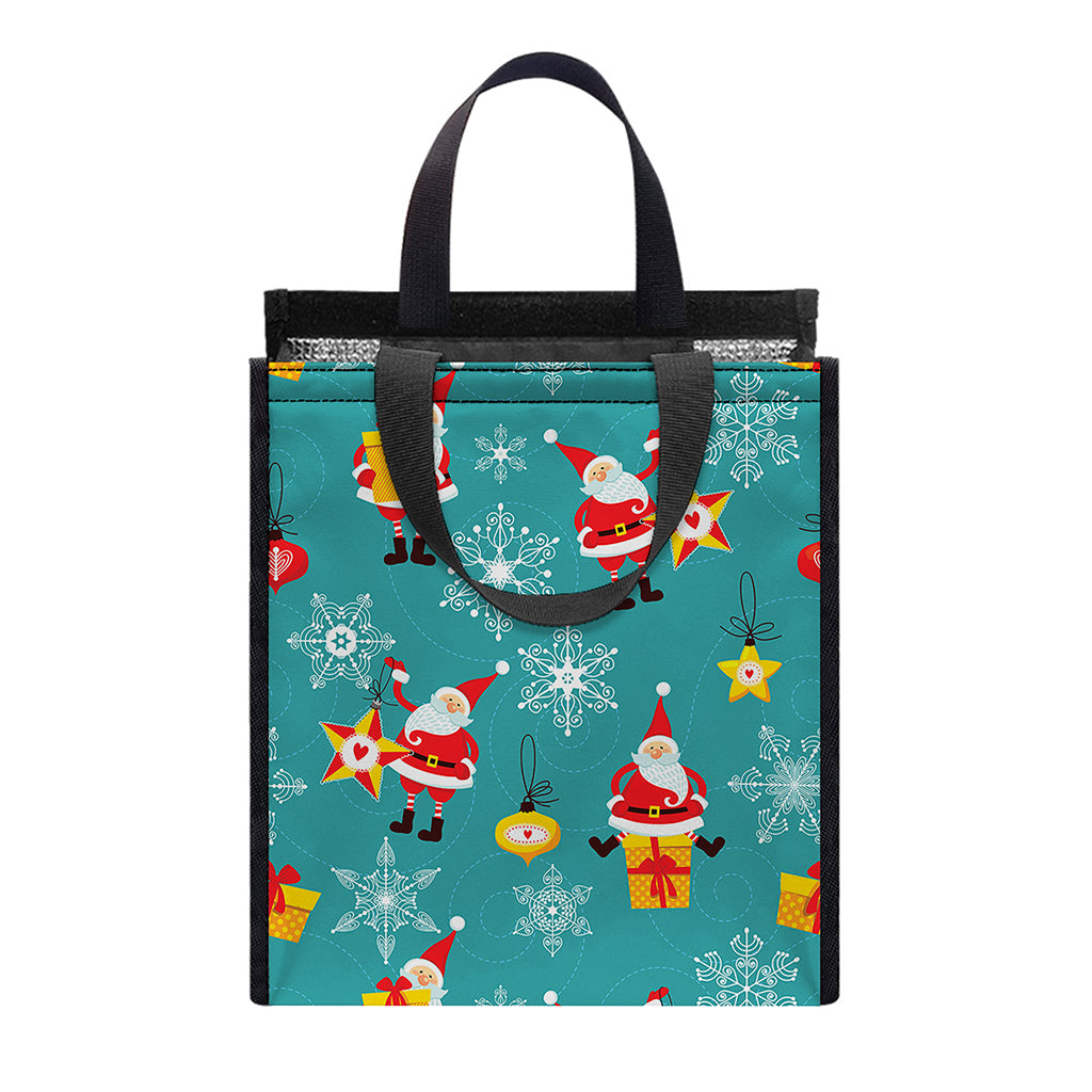 Christmas Santa Gift Pattern Print Insulated Lunch Tote
