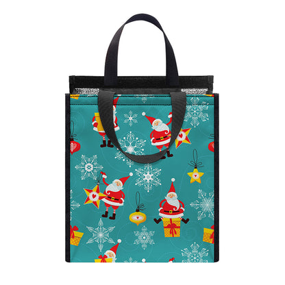 Christmas Santa Gift Pattern Print Insulated Lunch Tote