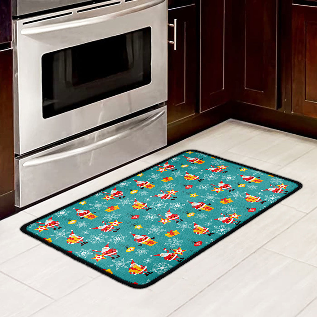 Christmas Santa Gift Pattern Print Kitchen Mat