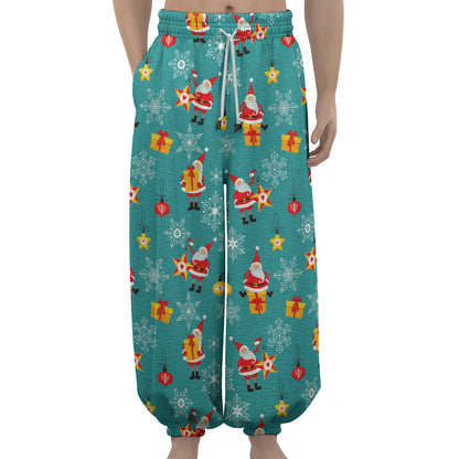 Christmas Santa Gift Pattern Print Lantern Pants