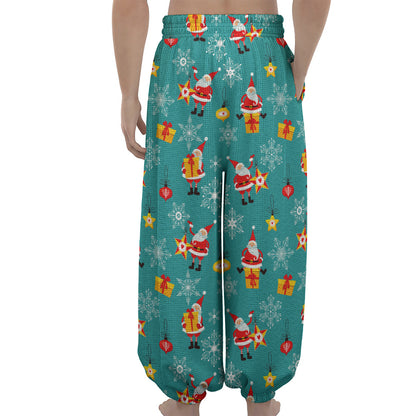 Christmas Santa Gift Pattern Print Lantern Pants