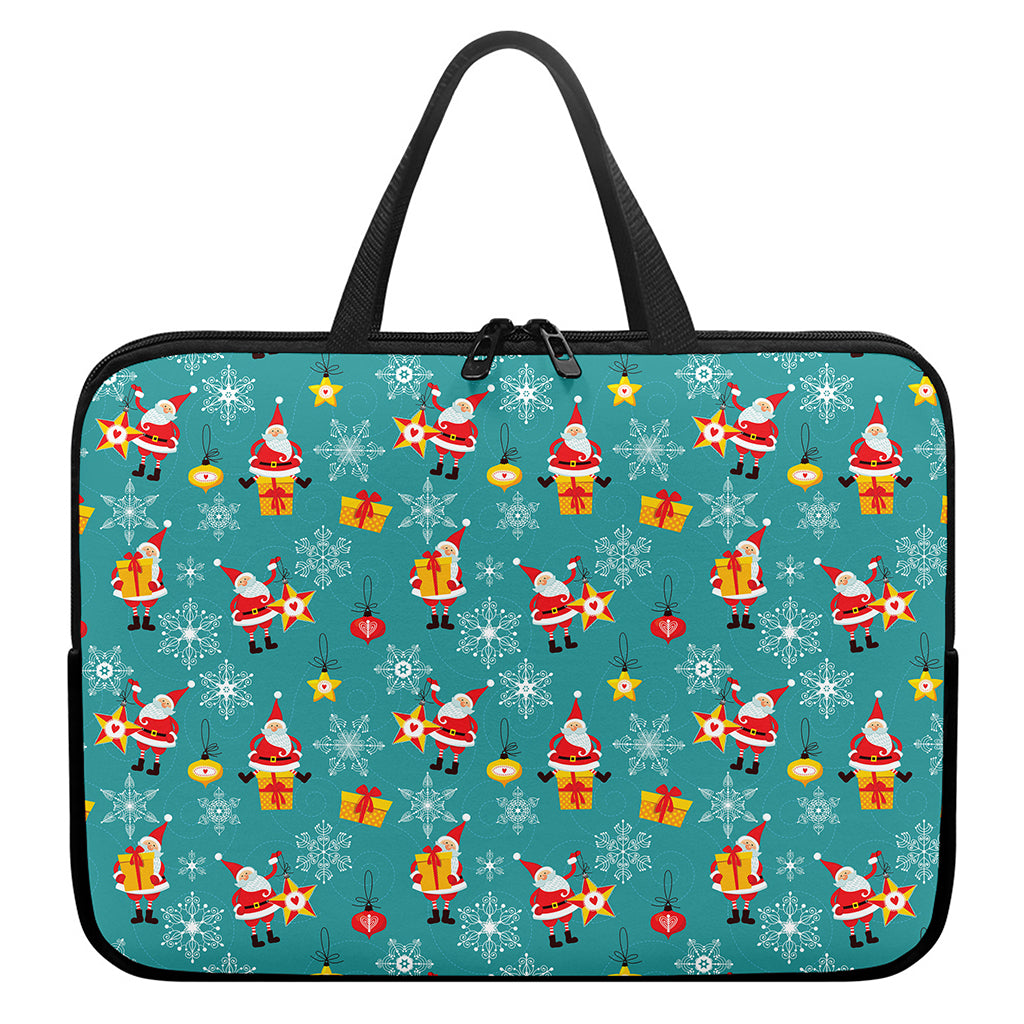 Christmas Santa Gift Pattern Print Laptop Sleeve With Handle