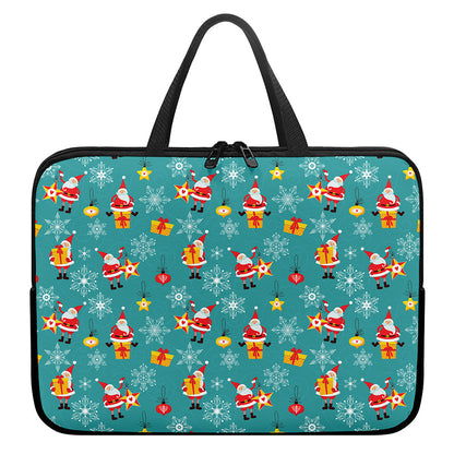 Christmas Santa Gift Pattern Print Laptop Sleeve With Handle