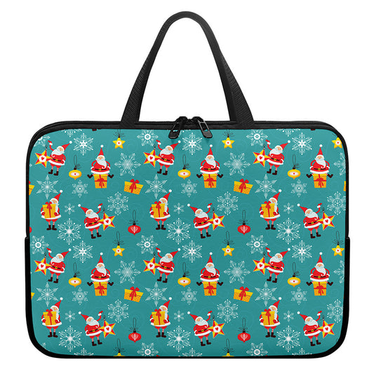 Christmas Santa Gift Pattern Print Laptop Sleeve With Handle
