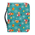Christmas Santa Gift Pattern Print Leather Bible Cover