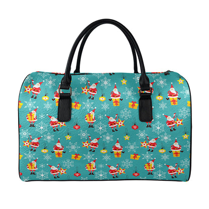 Christmas Santa Gift Pattern Print Leather Duffle Bag