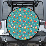 Christmas Santa Gift Pattern Print Leather Spare Tire Cover