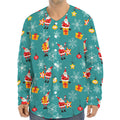 Christmas Santa Gift Pattern Print Long Sleeve Baseball Jersey