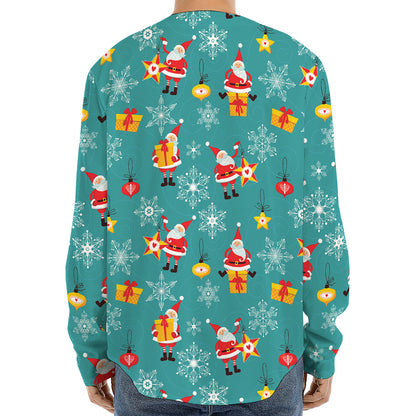 Christmas Santa Gift Pattern Print Long Sleeve Baseball Jersey