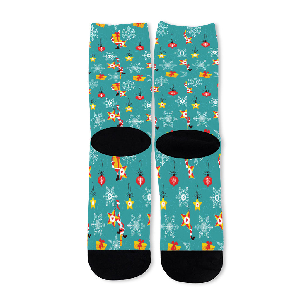 Christmas Santa Gift Pattern Print Long Socks