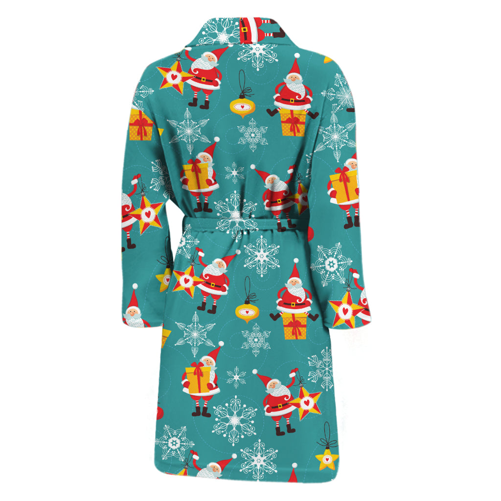 Christmas Santa Gift Pattern Print Men's Bathrobe