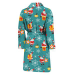 Christmas Santa Gift Pattern Print Men's Bathrobe