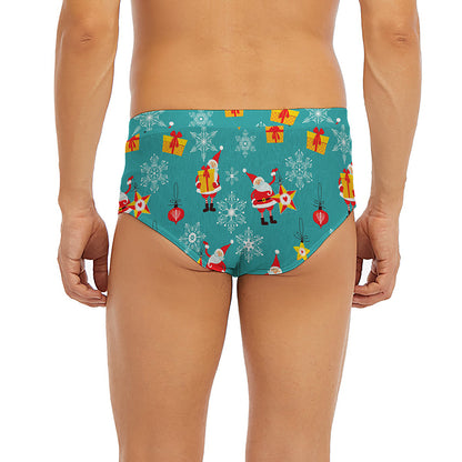 Christmas Santa Gift Pattern Print Men's Briefs