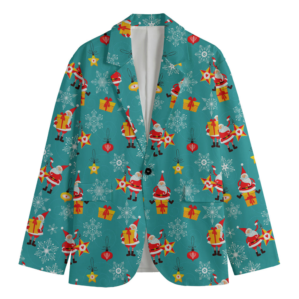 Christmas Santa Gift Pattern Print Men's Cotton Blazer