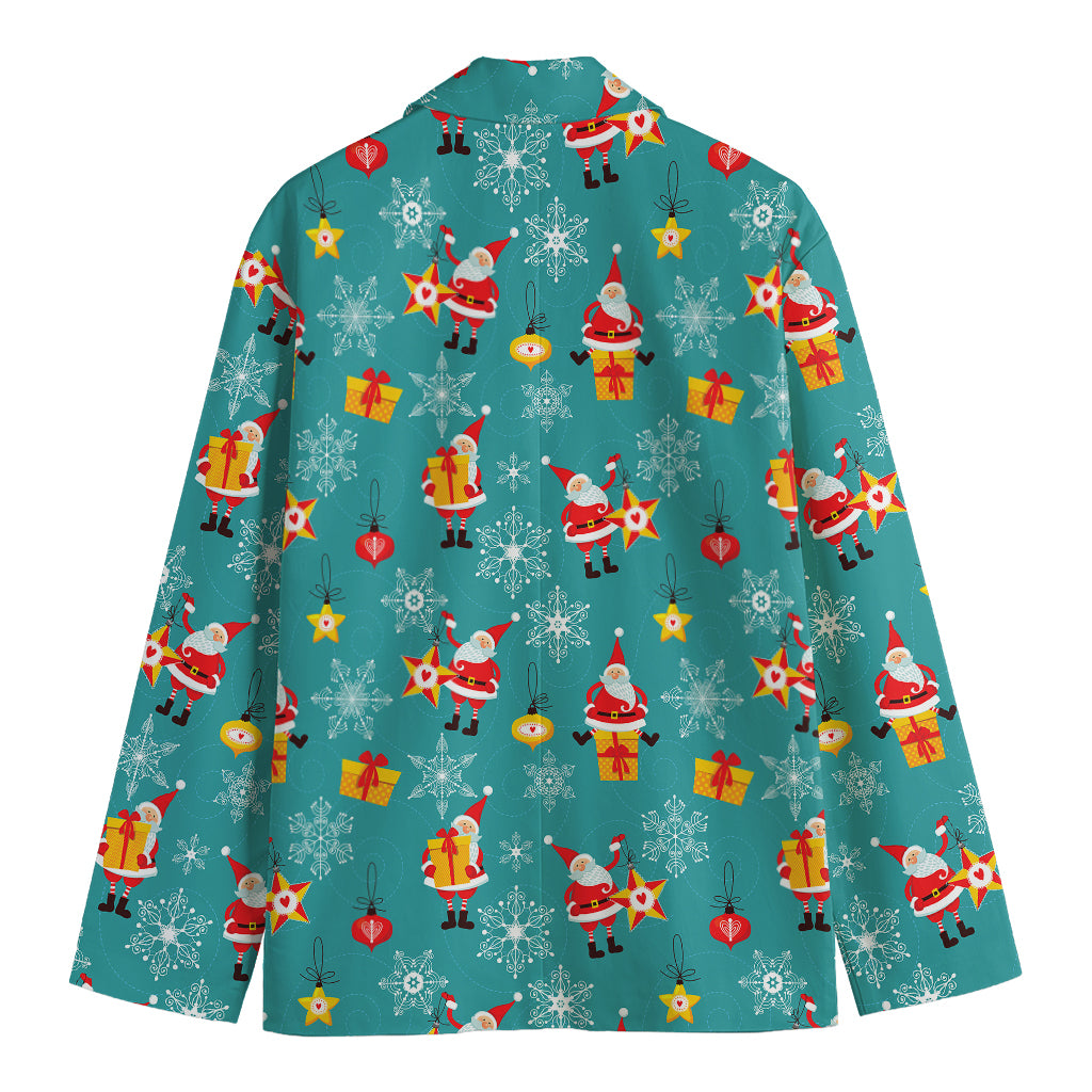 Christmas Santa Gift Pattern Print Men's Cotton Blazer