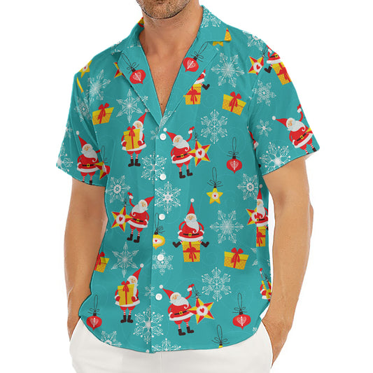 Christmas Santa Gift Pattern Print Men's Deep V-Neck Shirt