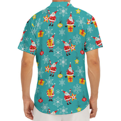 Christmas Santa Gift Pattern Print Men's Deep V-Neck Shirt