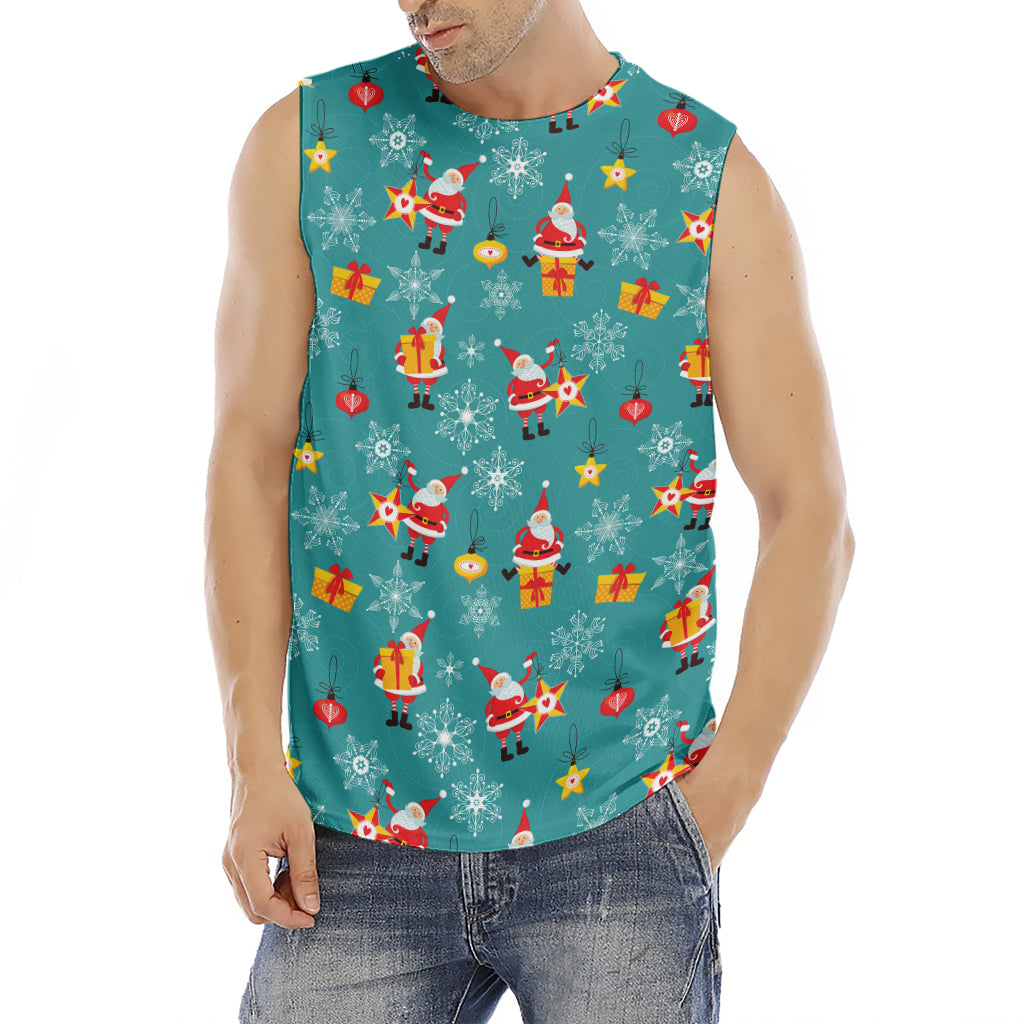 Christmas Santa Gift Pattern Print Men's Fitness Tank Top