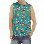 Christmas Santa Gift Pattern Print Men's Fitness Tank Top