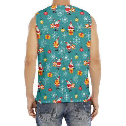Christmas Santa Gift Pattern Print Men's Fitness Tank Top