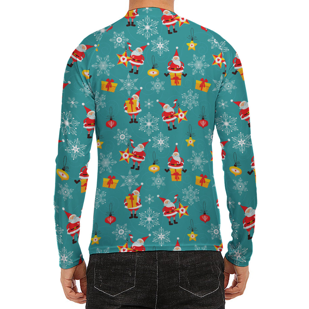 Christmas Santa Gift Pattern Print Men's Long Sleeve Rash Guard