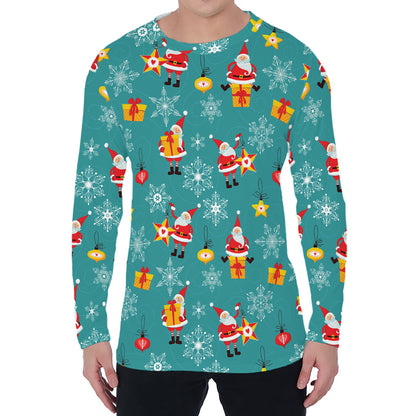 Christmas Santa Gift Pattern Print Men's Long Sleeve T-Shirt