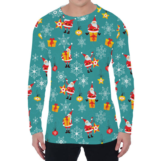Christmas Santa Gift Pattern Print Men's Long Sleeve T-Shirt