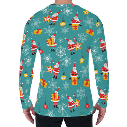 Christmas Santa Gift Pattern Print Men's Long Sleeve T-Shirt