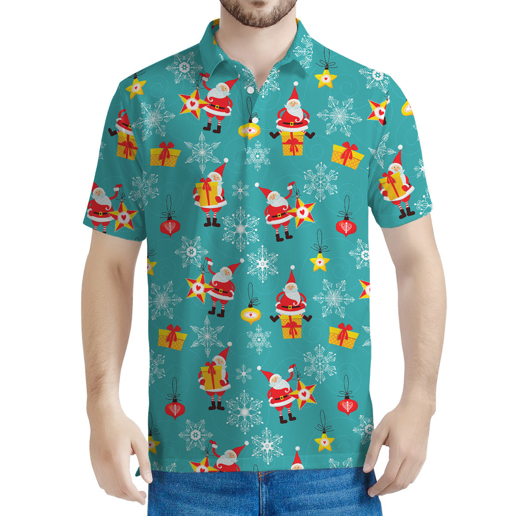 Christmas Santa Gift Pattern Print Men's Polo Shirt