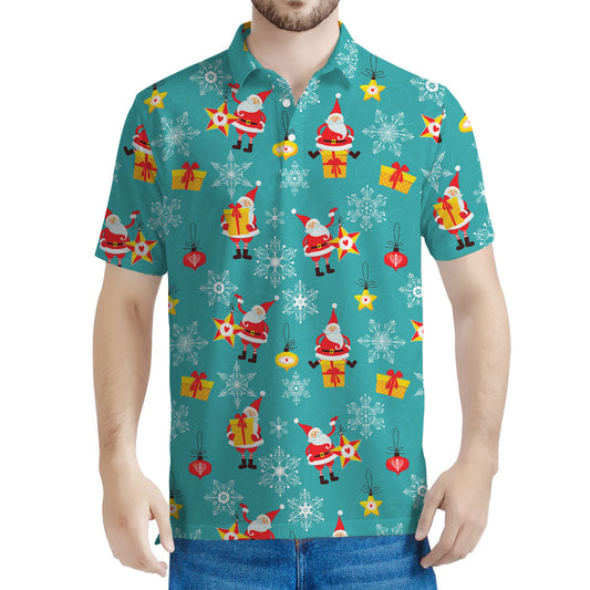 Christmas Santa Gift Pattern Print Men's Polo Shirt